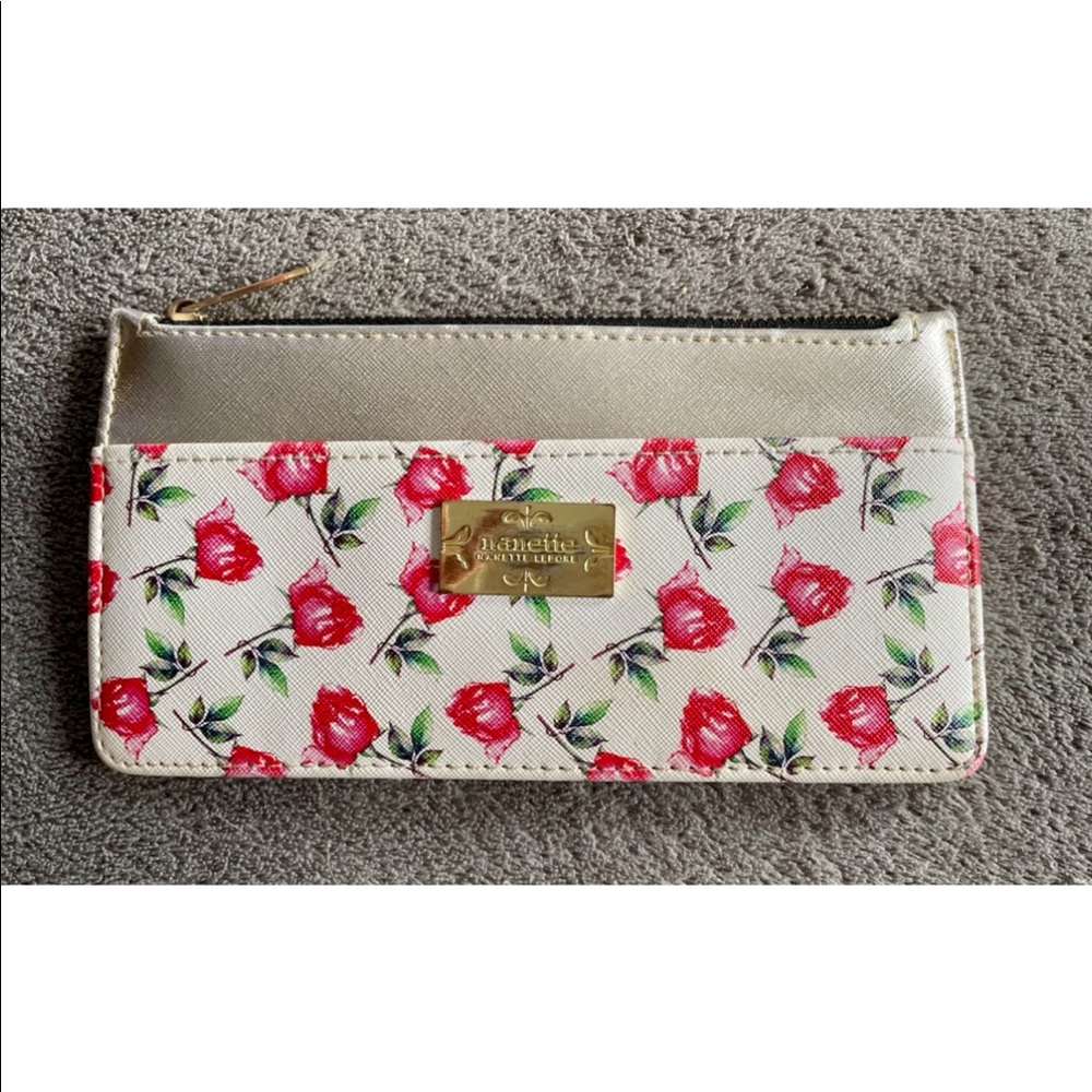Cath Kidston silver, white Red Floral Wallet with Gold Accents